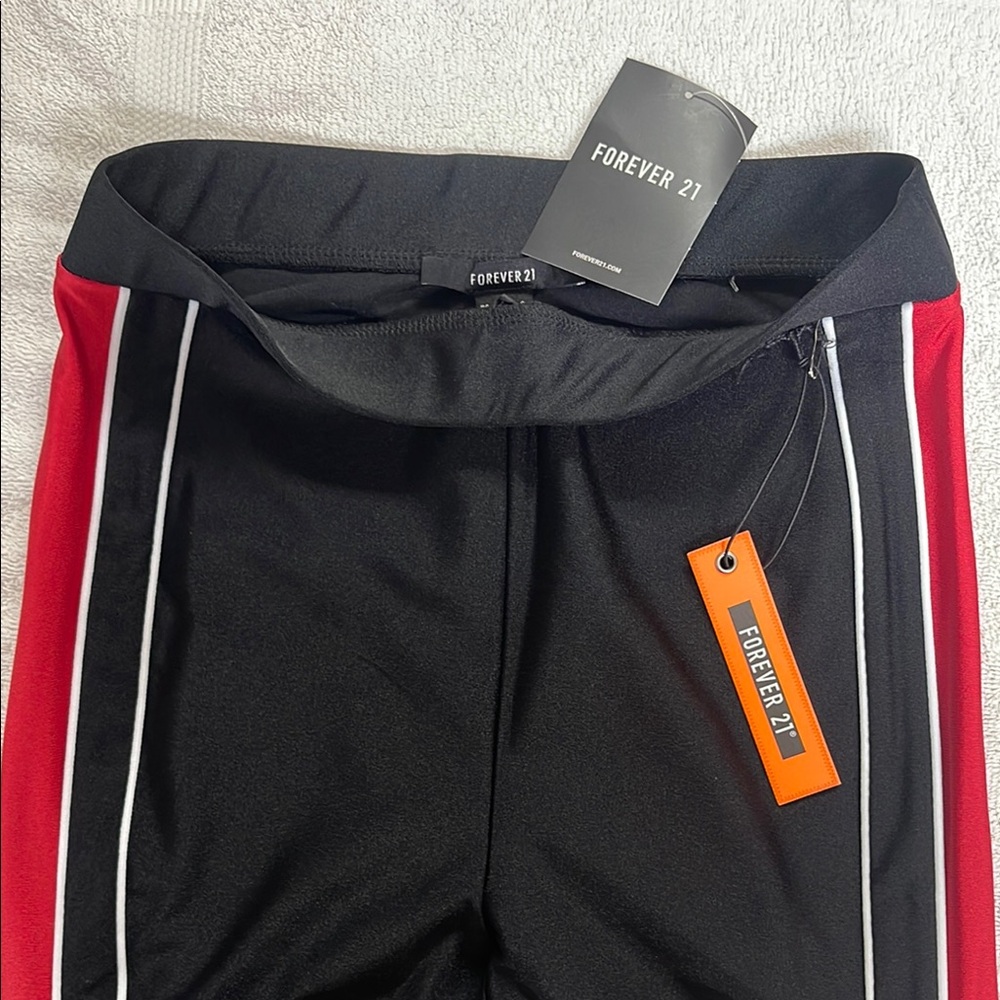 Forever 21 Black Pants with Red and White Stripes